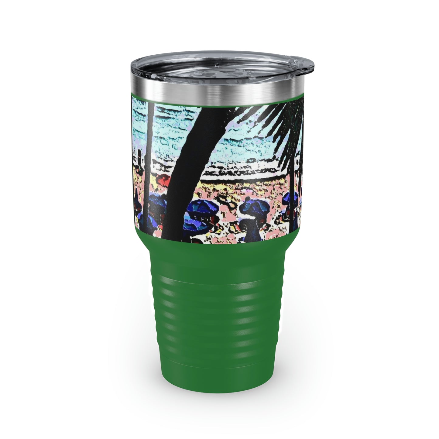 Ringneck Tumbler, 30oz ... "A Beautiful Beach Amongst The Palms" ... The Outrigger Waikiki, Honolulu, Oahu ... Original Works ...