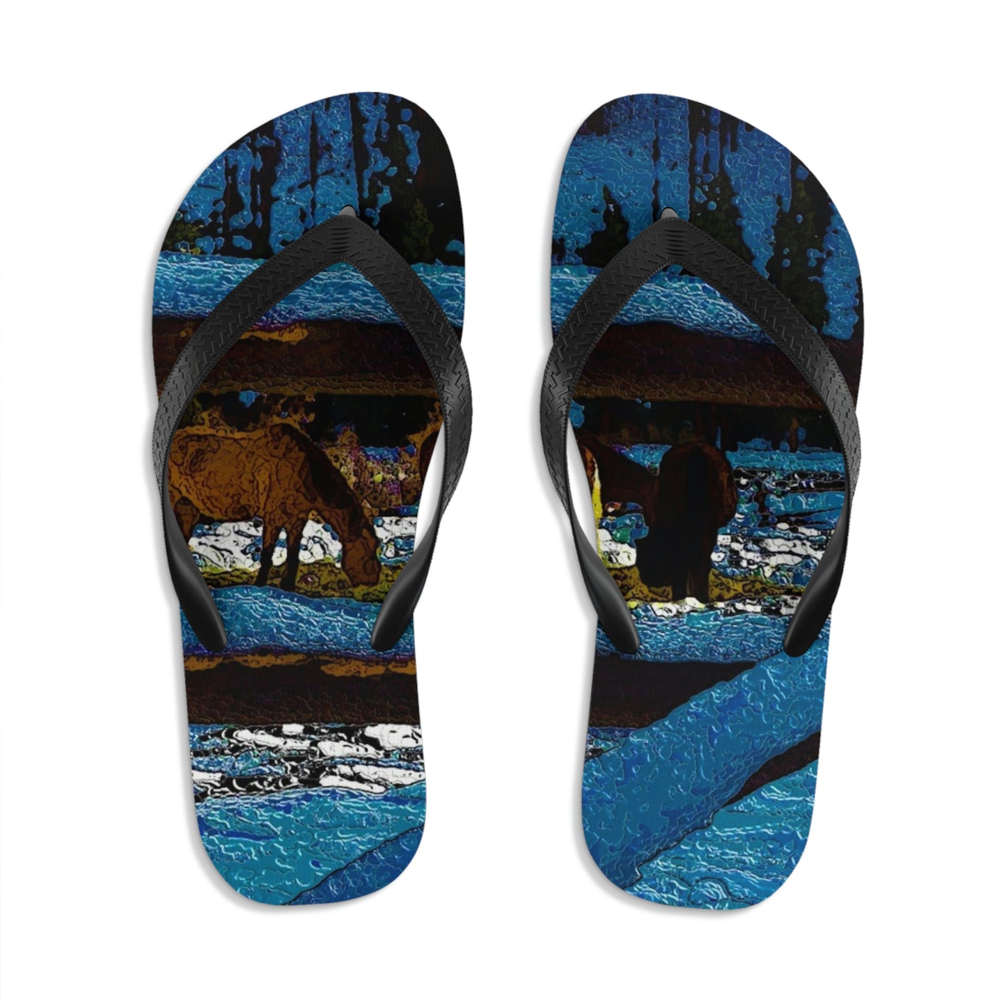Unisex Flip-Flops ...  A Horse ... A Saddle ...  Foraging Through The Snow ...  An_Asses 'Cry' ... Central Idaho, November 2022 ...  Original Works ..