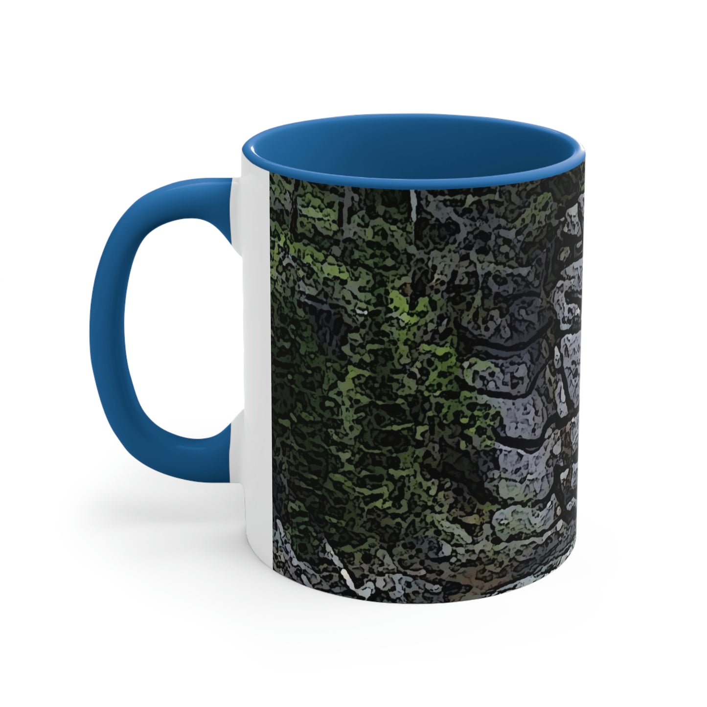 Accent Coffee Mug, 11oz ..."I Am Innocent" ... Tricky-Dick Immortalized ... Nixon Rock: Along The River ... Central Idaho, Summer 2020 ... Original Works ...