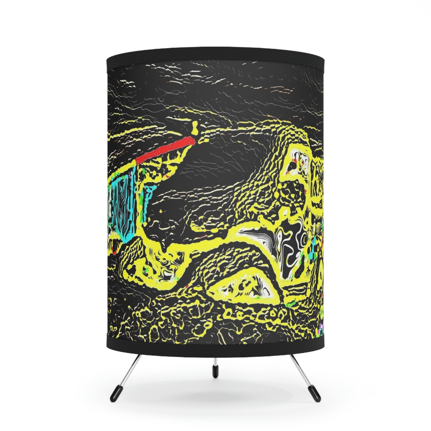 Tripod Lamp with High-Res Printed Shade, US\CA plug ... "Snow Vehicle In Snow Storm At-Rest" ... Circa 12Mar23 ... Central Idaho ... 18-Hours Rendering Time: Original Works ...
