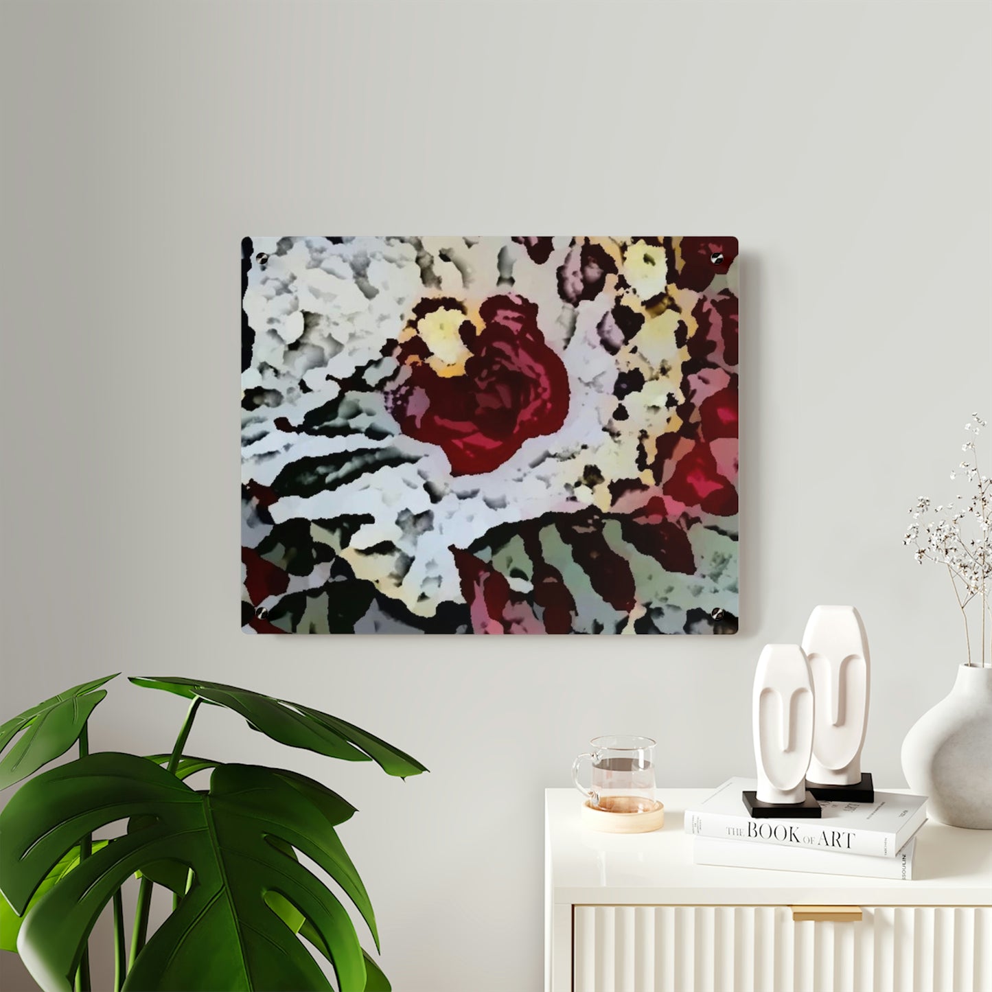 Acrylic Wall Art Panels ... "A Friendly Flower" ... Pointsettia 'Pointing' ... Original Works ... (Supplied Photograph) ...