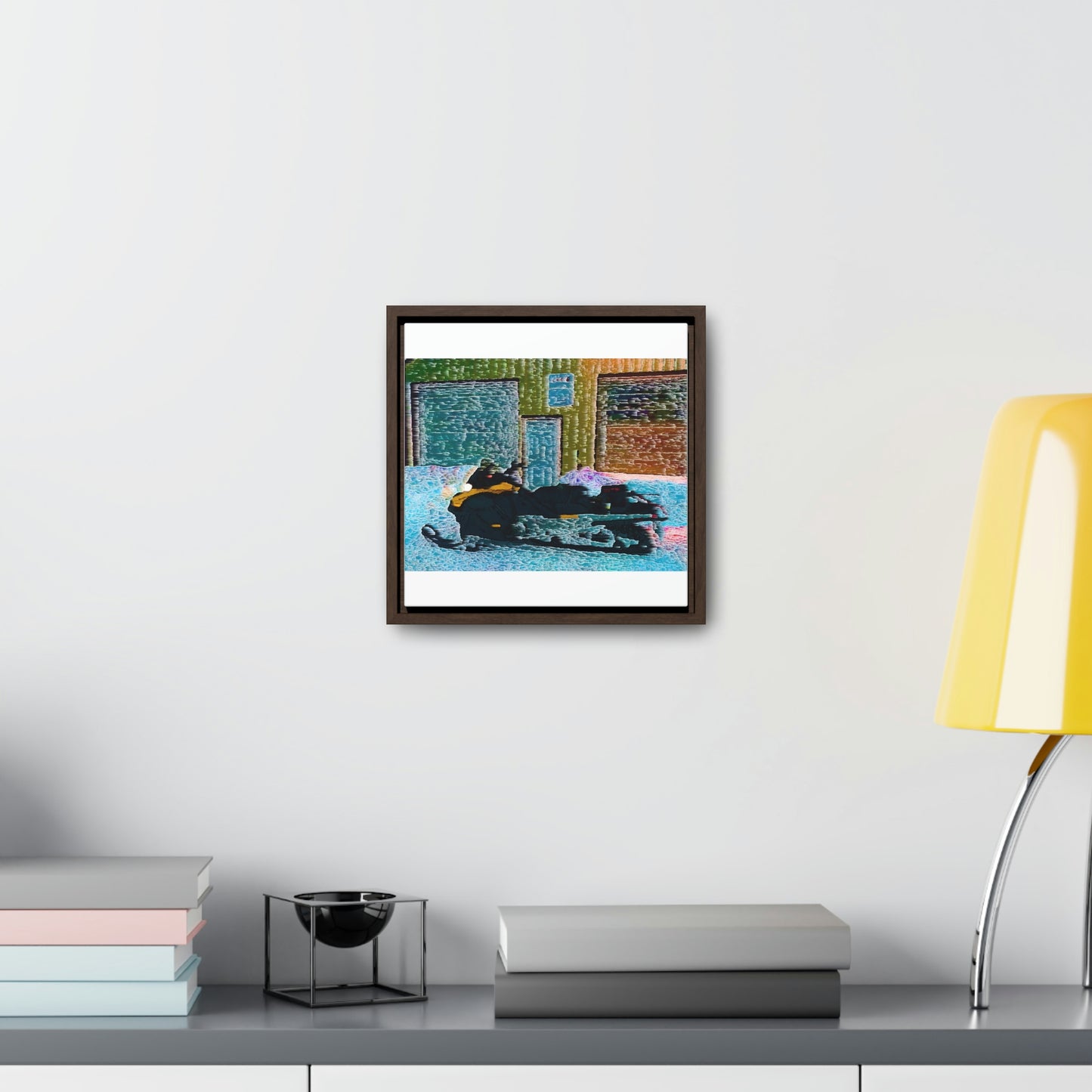 Gallery Canvas Wraps, Square Frame ... Snowmobile & Impressionalism ... 'Collecting Mail & Packages' .... Dixie, Idaho, USA ... Original Works: 10 Hours Rendering Time ...