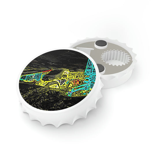 Bottle Opener ... "Snow Vehicle In Snow Storm At-Rest" ... Circa 12Mar23 ... Central Idaho ... 18-Hours Rendering Time: Original Works ...