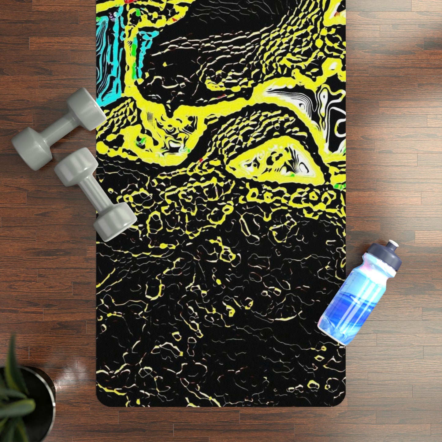 Rubber Yoga Mat ... "Snow Vehicle In Snow Storm At-Rest" ... Circa 12Mar23 ... Central Idaho ... 18-Hours Rendering Time: Original Works ...