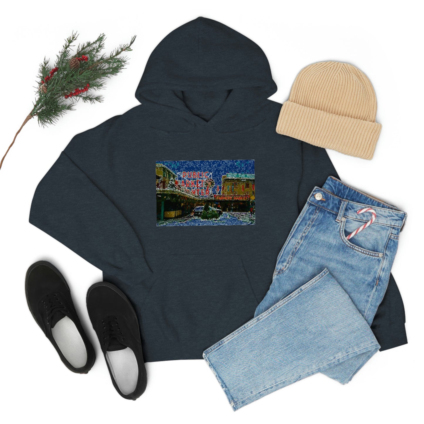 Unisex Heavy Blend™ Hooded Sweatshirt ... Pike Place Market: 'The Public Market', Seattle, Washington. Circa Fall 2013 ...