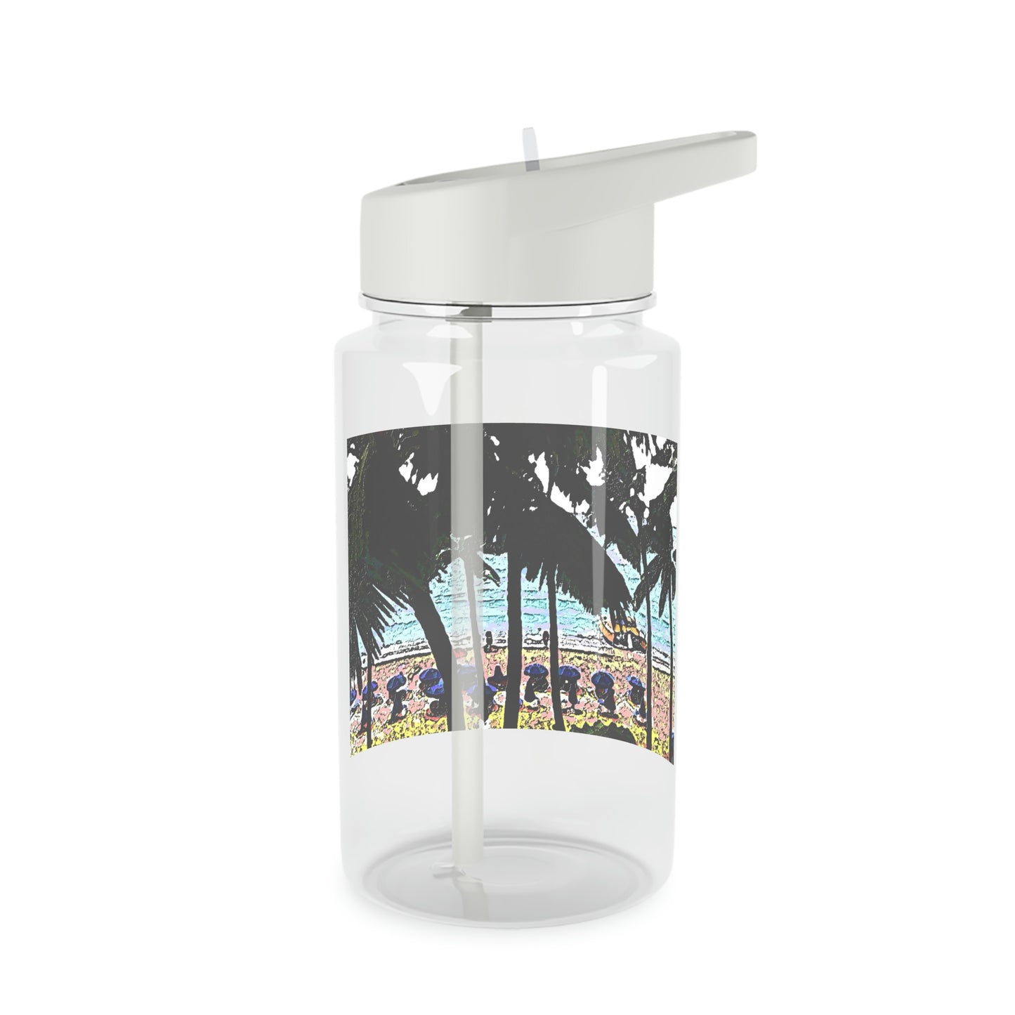 Tritan Water Bottle ... "A Beautiful Beach Amongst The Palms" ... The Outrigger Waikiki, Honolulu, Oahu ... Original Works ...