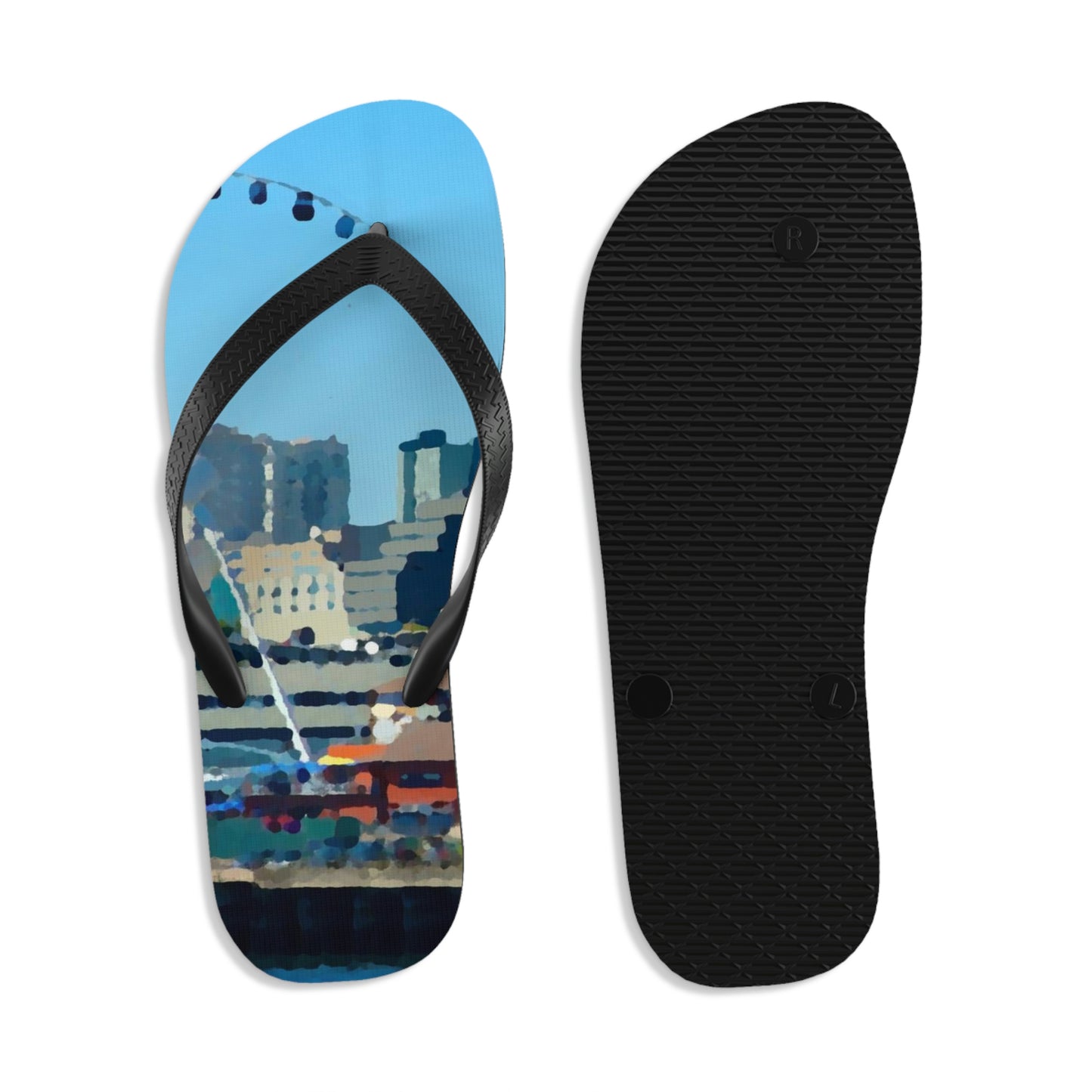 Unisex Flip-Flops ... That Classic Wheel ... 'Seattle's Wheel' ... & Old Classic Waterside Vendors ...  'Family Archives' ... Original Works ...