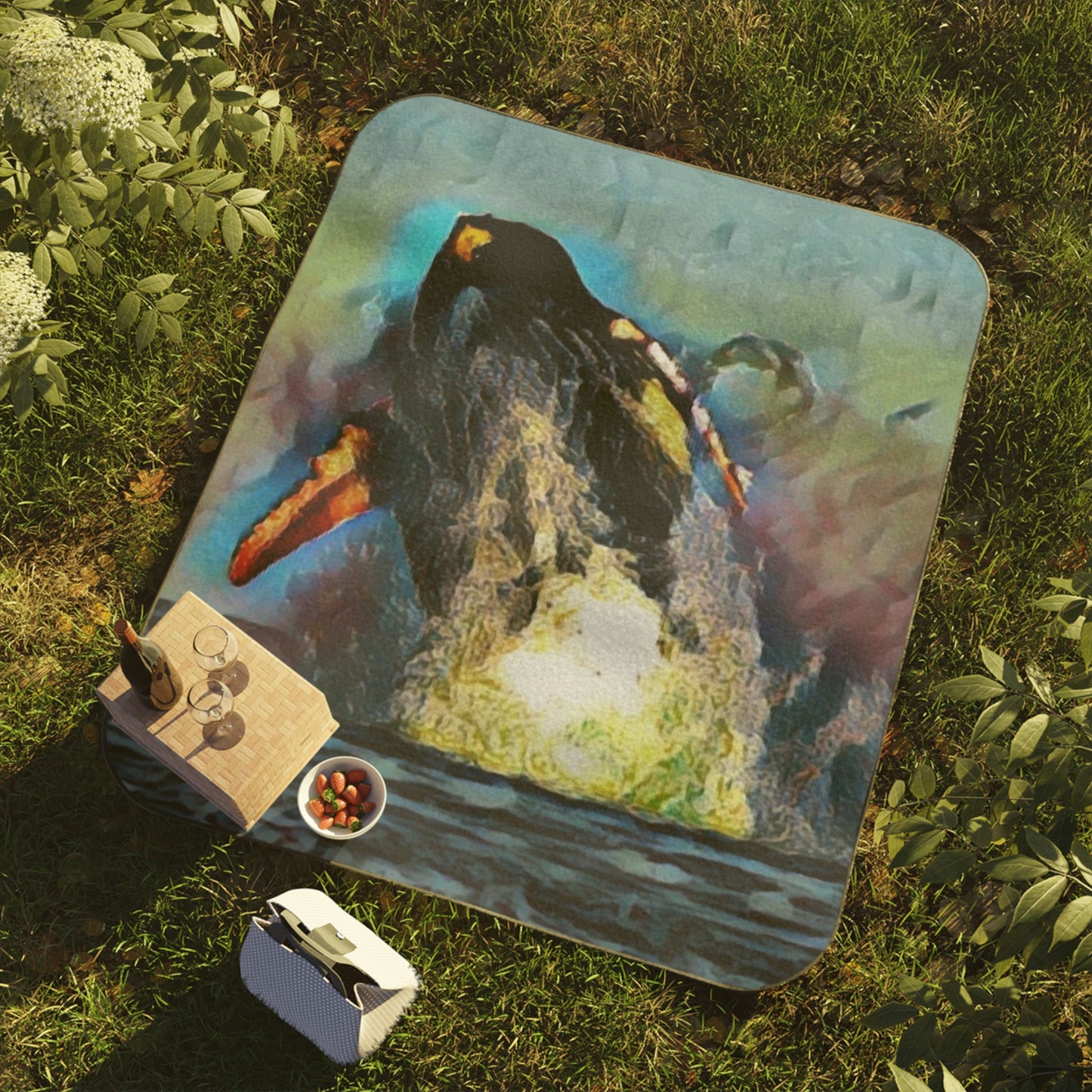 Picnic Blanket ... An Extraordinary Humpback Breach ... 'With Explosive Energy' ... Family Archives (KPH) ... Circa: 21st Century. Maui, HI ... Original Works ...