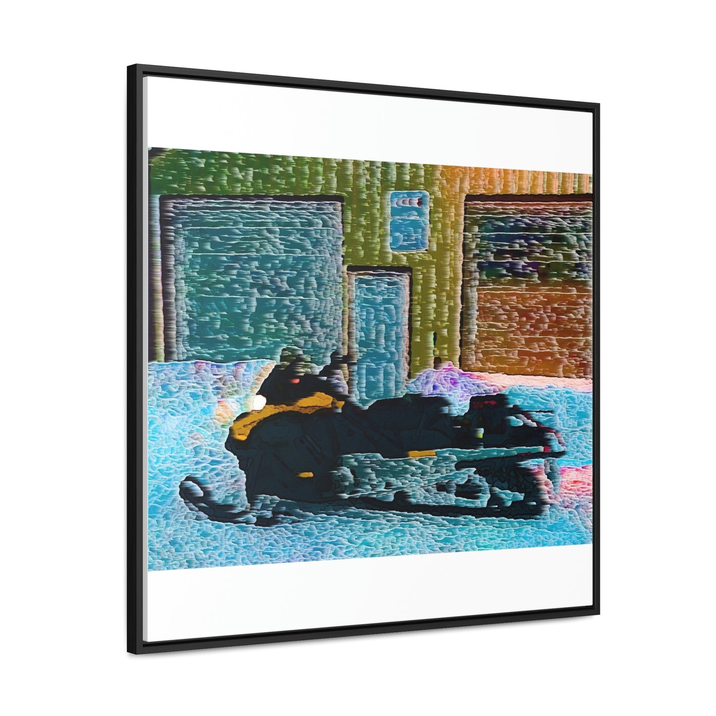 Gallery Canvas Wraps, Square Frame ... Snowmobile & Impressionalism ... 'Collecting Mail & Packages' .... Dixie, Idaho, USA ... Original Works: 10 Hours Rendering Time ...