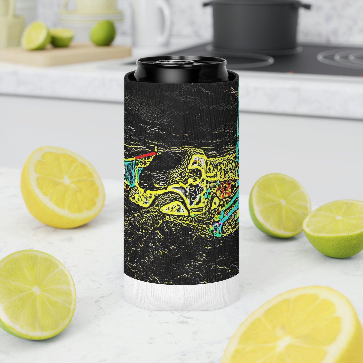Can Cooler ... "Snow Vehicle In Snow Storm At-Rest" ... Circa 12Mar23 ... Central Idaho ... 18-Hours Rendering Time: Original Works ...