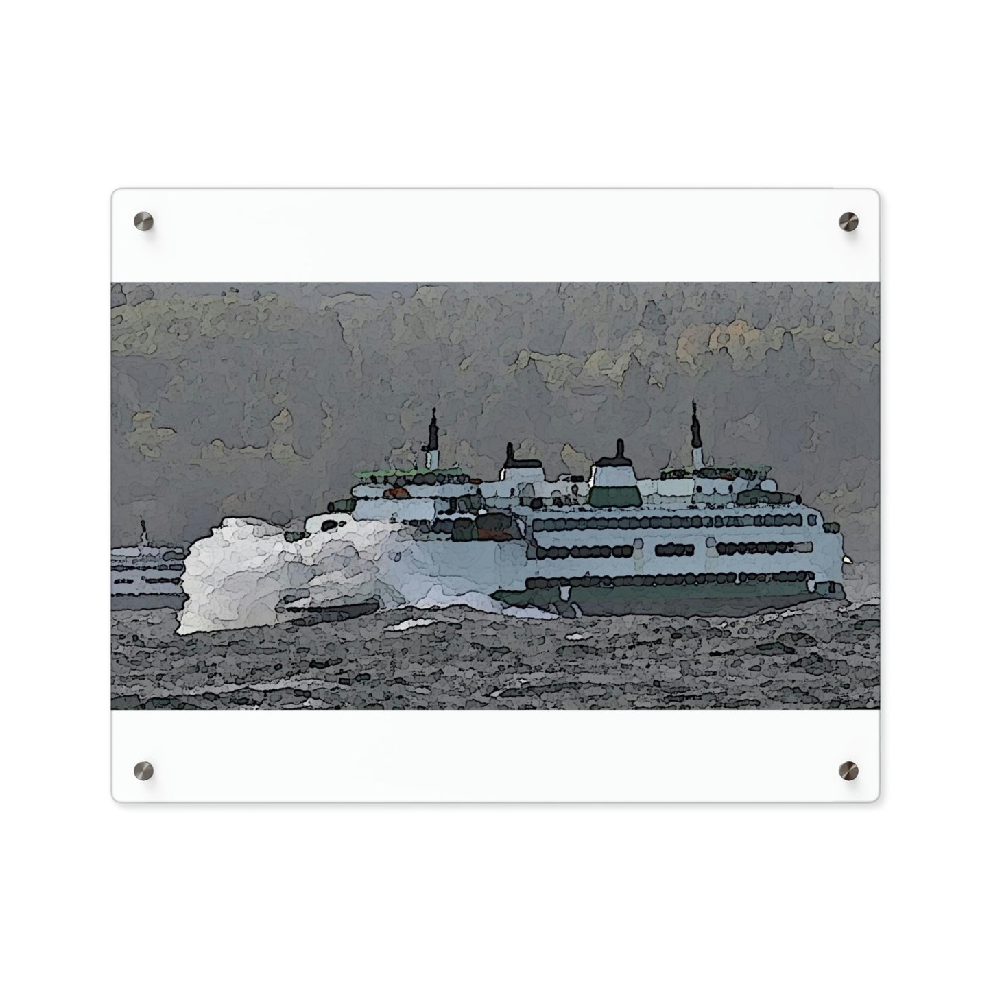 Acrylic Wall Art Panels ... WADOT Ferry Crossing ... "A Very Rough Day" ... Mulkiteo Route ... Family Archives ... Early 1990's' ... Original Works ...