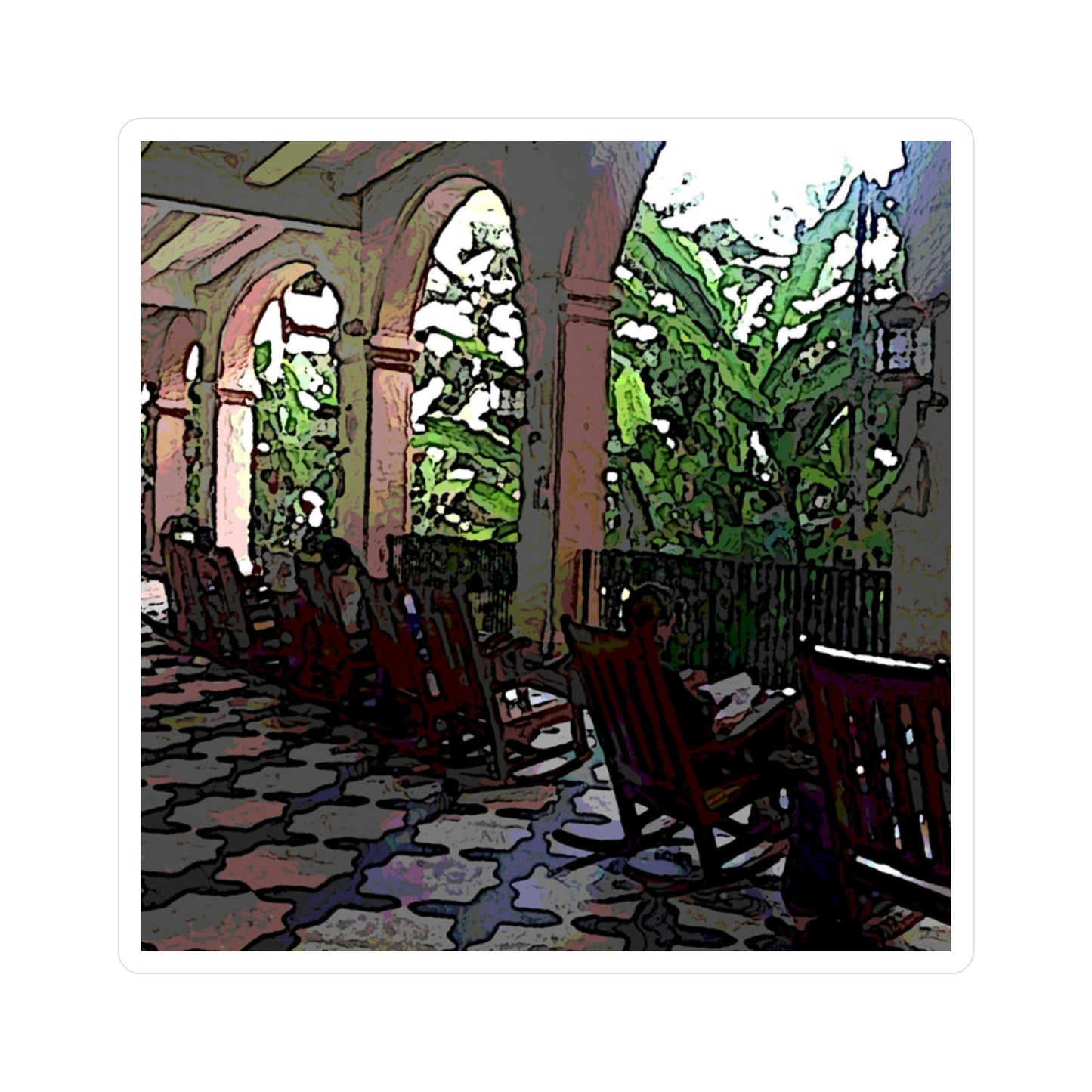 Vinyl Die-Cut Stickers ... Lanai & Rocking Chairs At: 'The Pink Palace' ... The Royal Hawai'ian ... Honolulu, HI ... '27Oct2014' ... Original Works ...