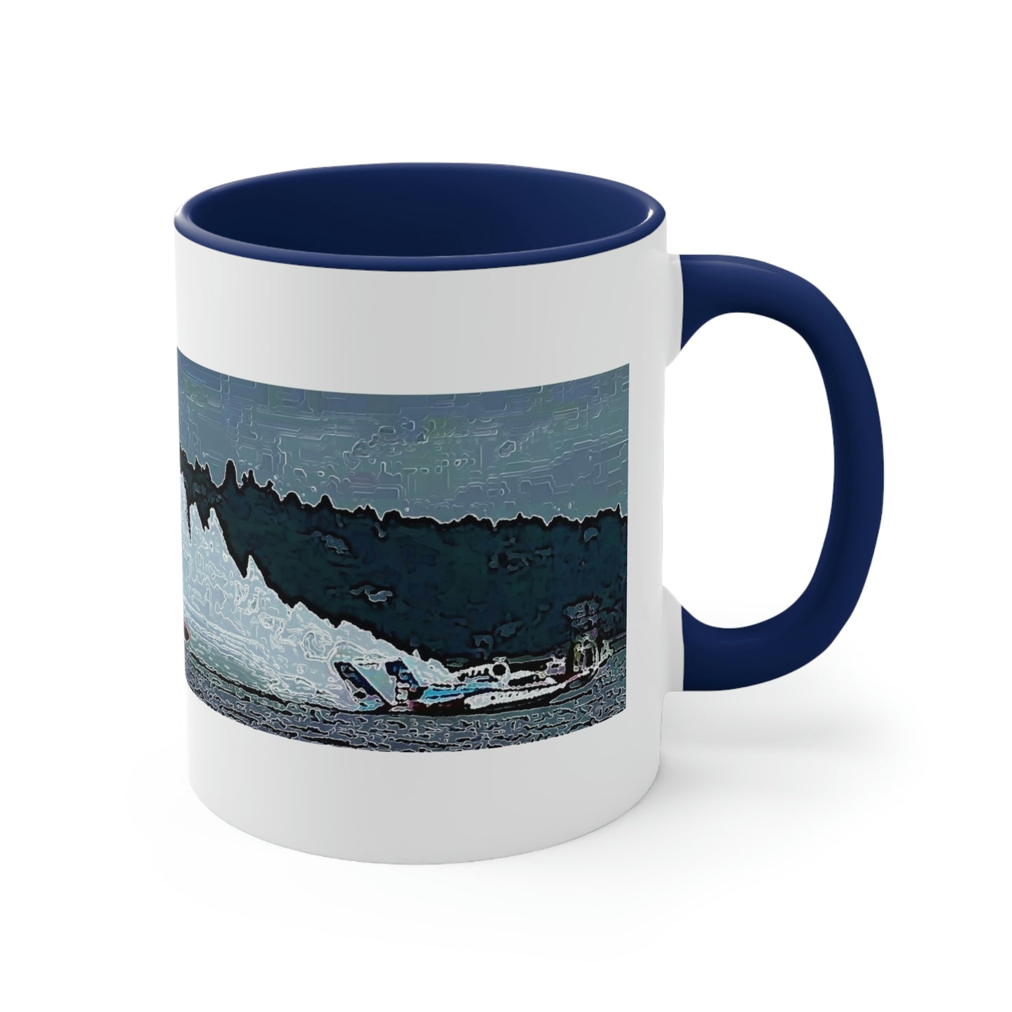 Accent Coffee Mug, 11oz ... Seattle Columbia Cup On Lake Washington ... "Dave Wilcox Heads For The Win" ... Associate Gift-Photo ... Original Works ...