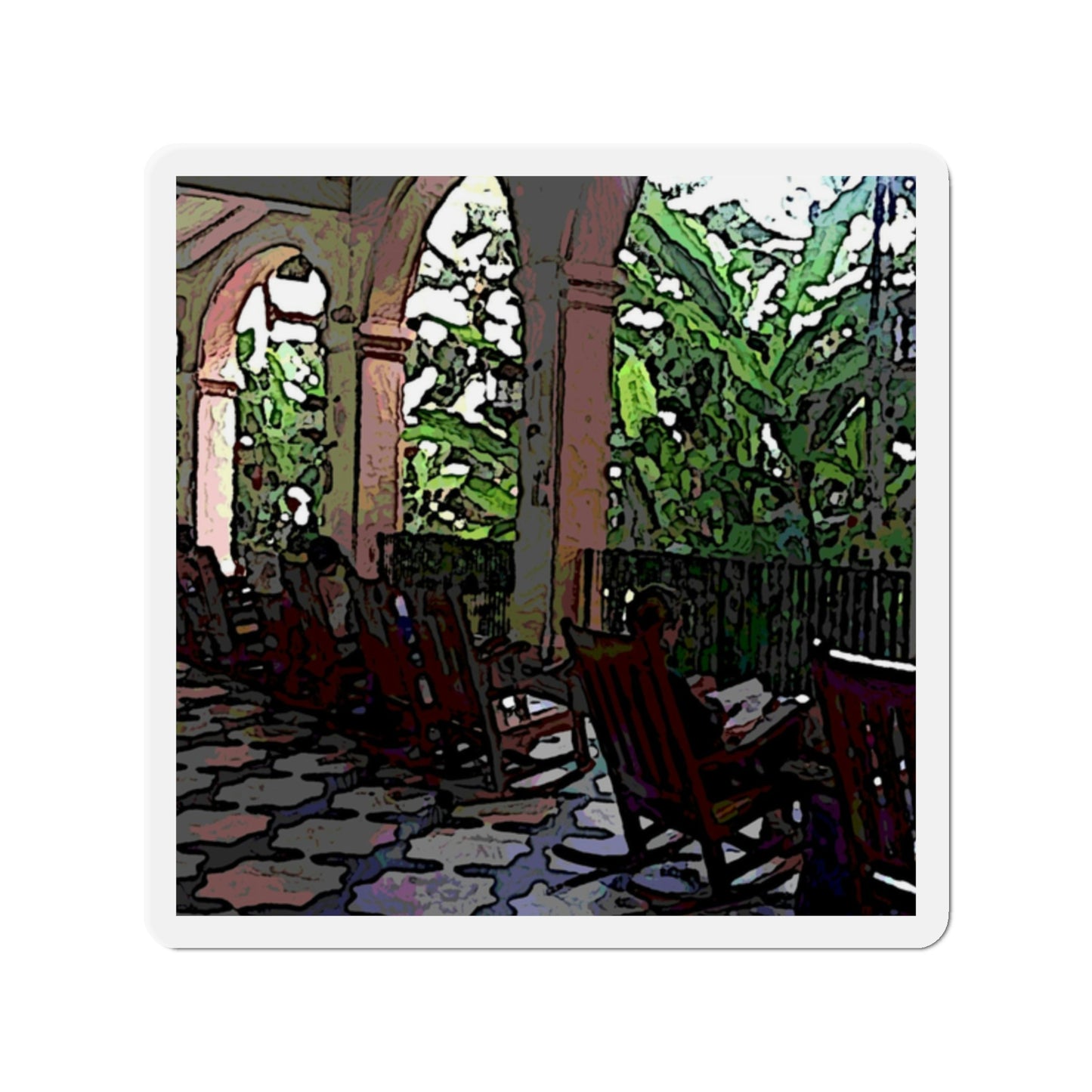 Die-Cut Magnets ... Lanai & Rocking Chairs At: 'The Pink Palace' ... The Royal Hawai'ian ... Honolulu, HI ... '27Oct2014' ... Original Works ...