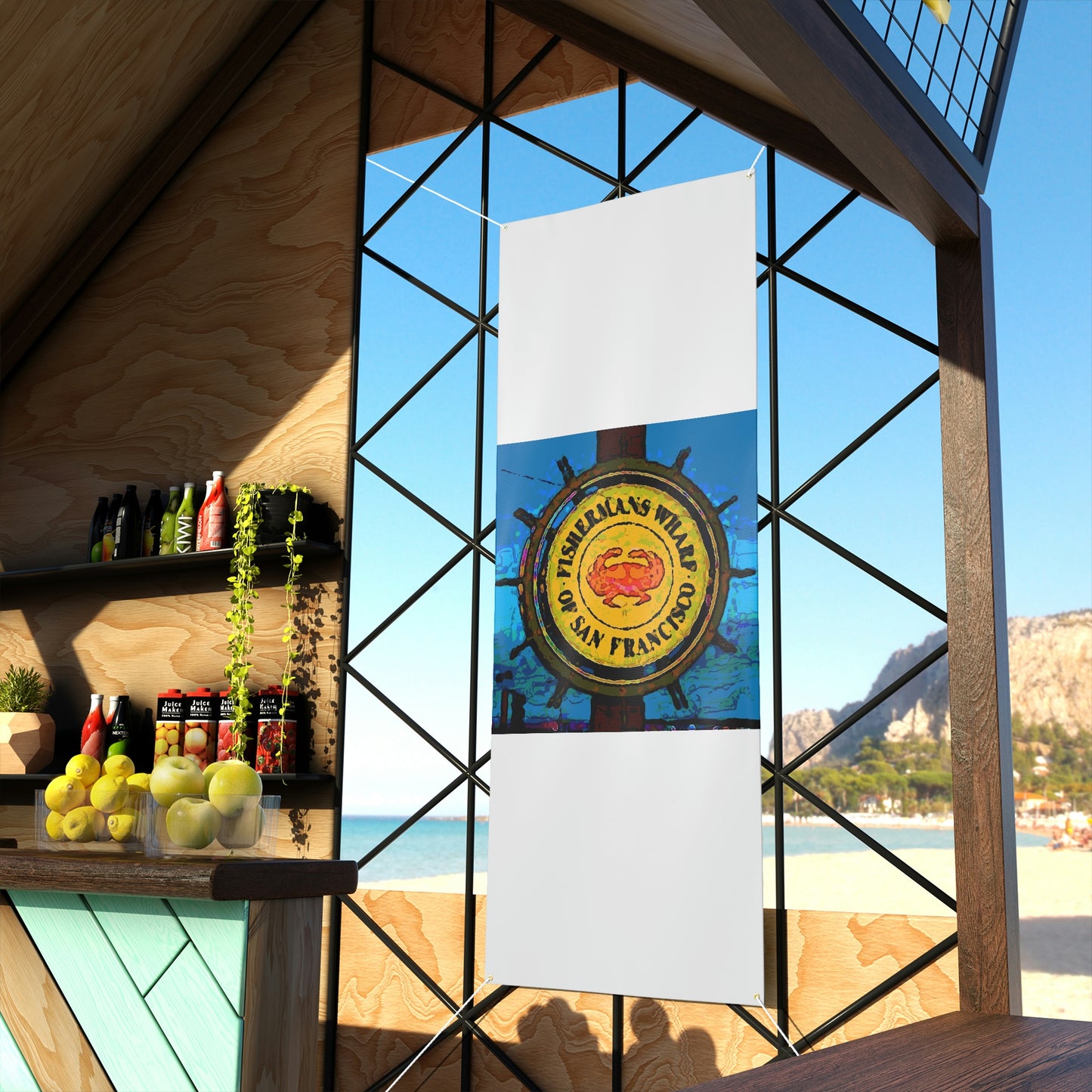 Matte Banner ... "No.9 Fishermen's Grotto - Fishermen's Wharf, SF, California" ... Family Archives: 1970's ... Original Works ...