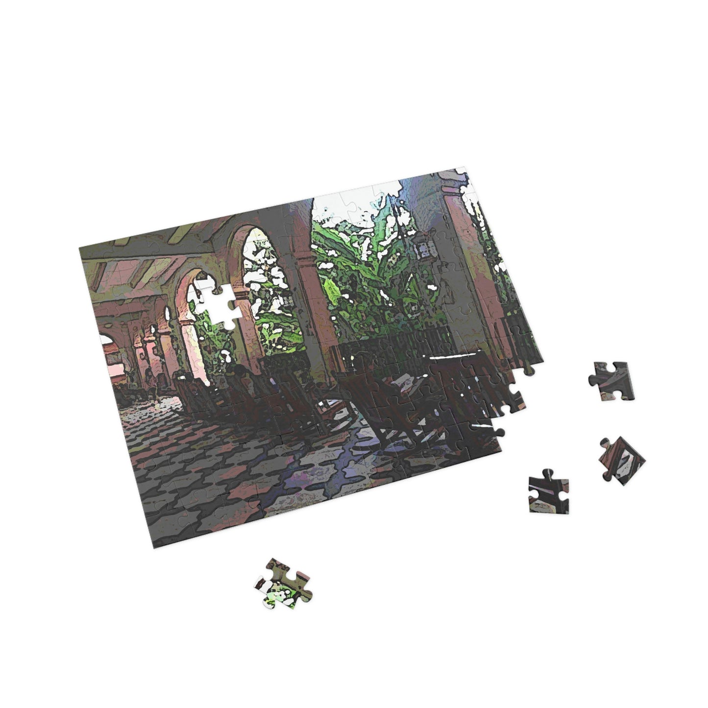 Puzzle (96, 252, 500, 1000-Piece) ... Lanai & Rocking Chairs At: 'The Pink Palace' ... The Royal Hawai'ian ... Honolulu, HI ... '27Oct2014' ... Original Works ...
