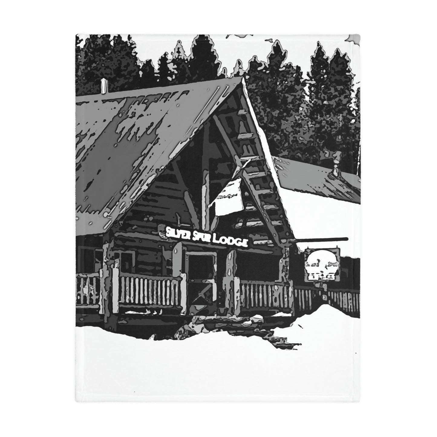 Velveteen Minky Blanket (Two-sided print) ... A Beautiful Lodge & Back-Country Outfitter In A Mountain Town ... 'Dixie, Idaho, November 2022' ... Original Works ...