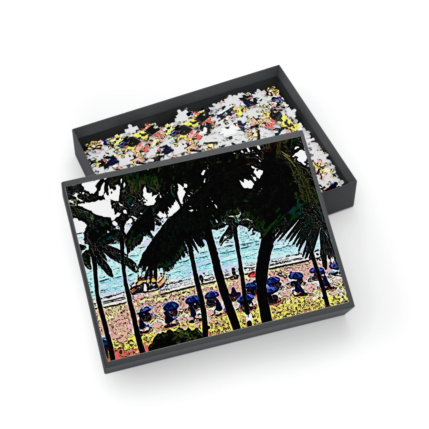 Puzzle (96, 252, 500, 1000-Piece) ...  "A Beautiful Beach Amongst The Palms" ... The Outrigger Waikiki, Honolulu, Oahu ... Original Works ...