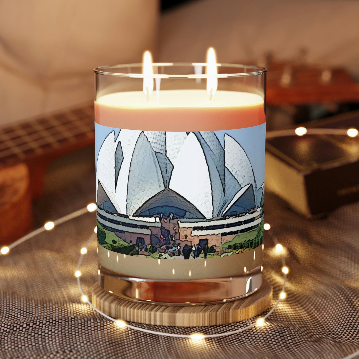 Scented Candle - Full Glass, 11oz ... 'Bahai'i House-Of-Worship' ... "Lotus Temple: Delhi, India, 2008" ... Original Works ...