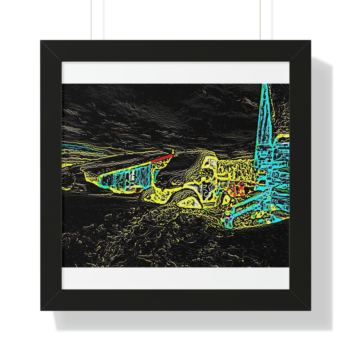 Framed Horizontal Poster ... "Snow Vehicle In Snow Storm At-Rest" ... Circa 12Mar23 ... Central Idaho ... 18-Hours Rendering Time: Original Works ...