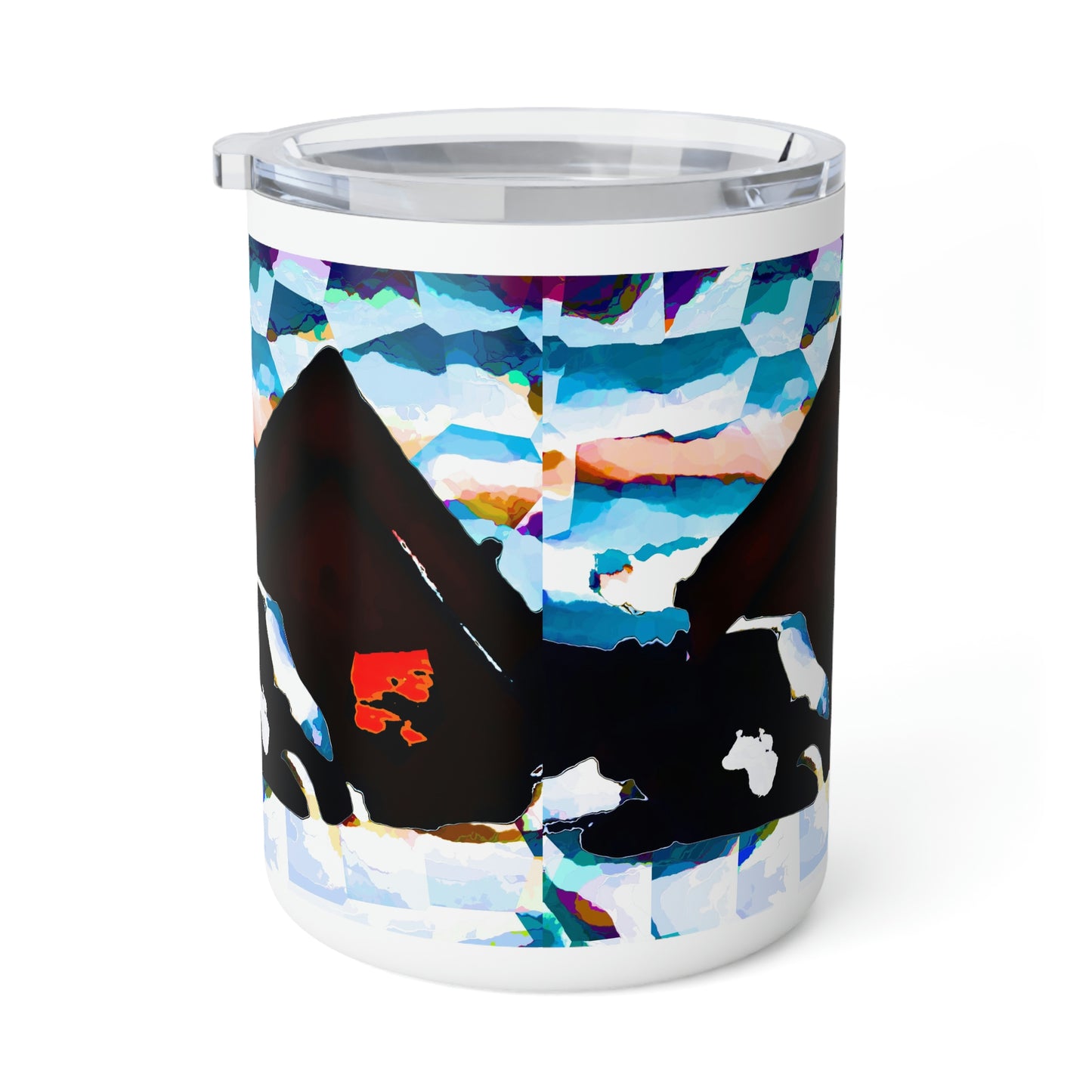 Insulated Coffee Mug, 10oz ... After An Intense Snow Storm ... 'Digging Out' ... A Vehicle & Cabin "In The Mountains" ... March 2023 ... Original Works ...
