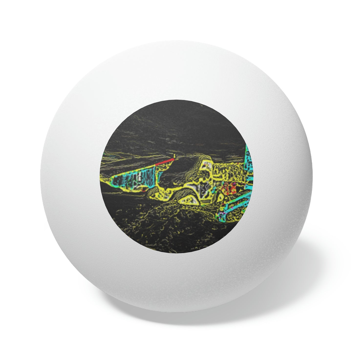 Ping Pong Balls, 6 pcs ... "Snow Vehicle In Snow Storm At-Rest" ... Circa 12Mar23 ... Central Idaho ... 18-Hours Rendering Time: Original Works ...