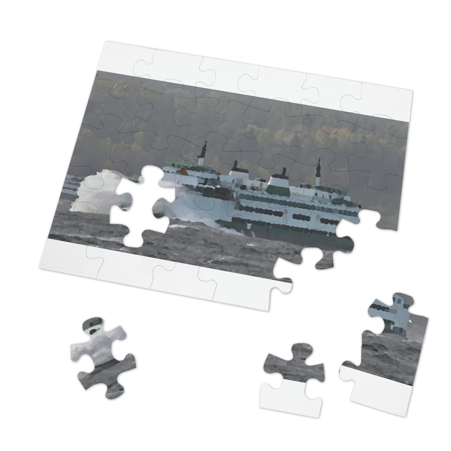 Jigsaw Puzzle (30, 110, 252, 500,1000-Piece) ... WADOT Ferry Crossing ... "A Very Rough Day" ... Mulkiteo Route ... Family Archives ... Early 1990's' ... Original Works ...