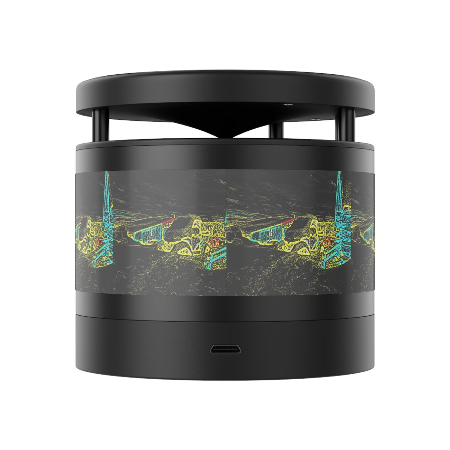 Metal Bluetooth Speaker and Wireless Charging Pad ... "Snow Vehicle In Snow Storm At-Rest" ... Circa 12Mar23 ... Central Idaho ... 18-Hours Rendering Time: Original Works ...
