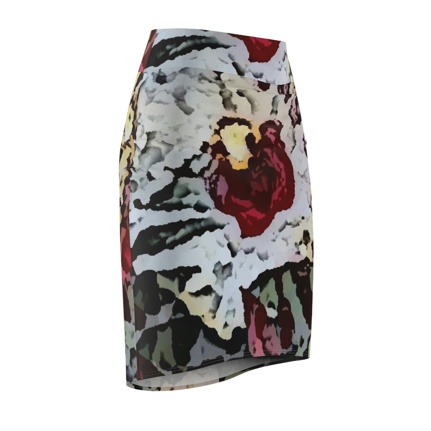 Women's Pencil Skirt ... "A Friendly Flower" ... Pointsettia 'Pointing' ... Original Works ... (Supplied Photograph) ...