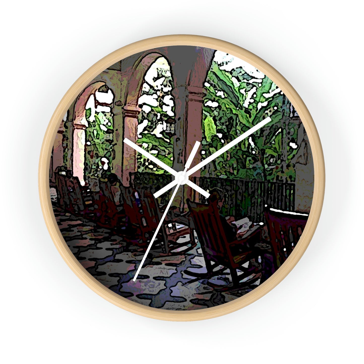 Wall clock ... Lanai & Rocking Chairs At: 'The Pink Palace' ... The Royal Hawai'ian ... Honolulu, HI ... '27Oct2014' ... Original Works ...
