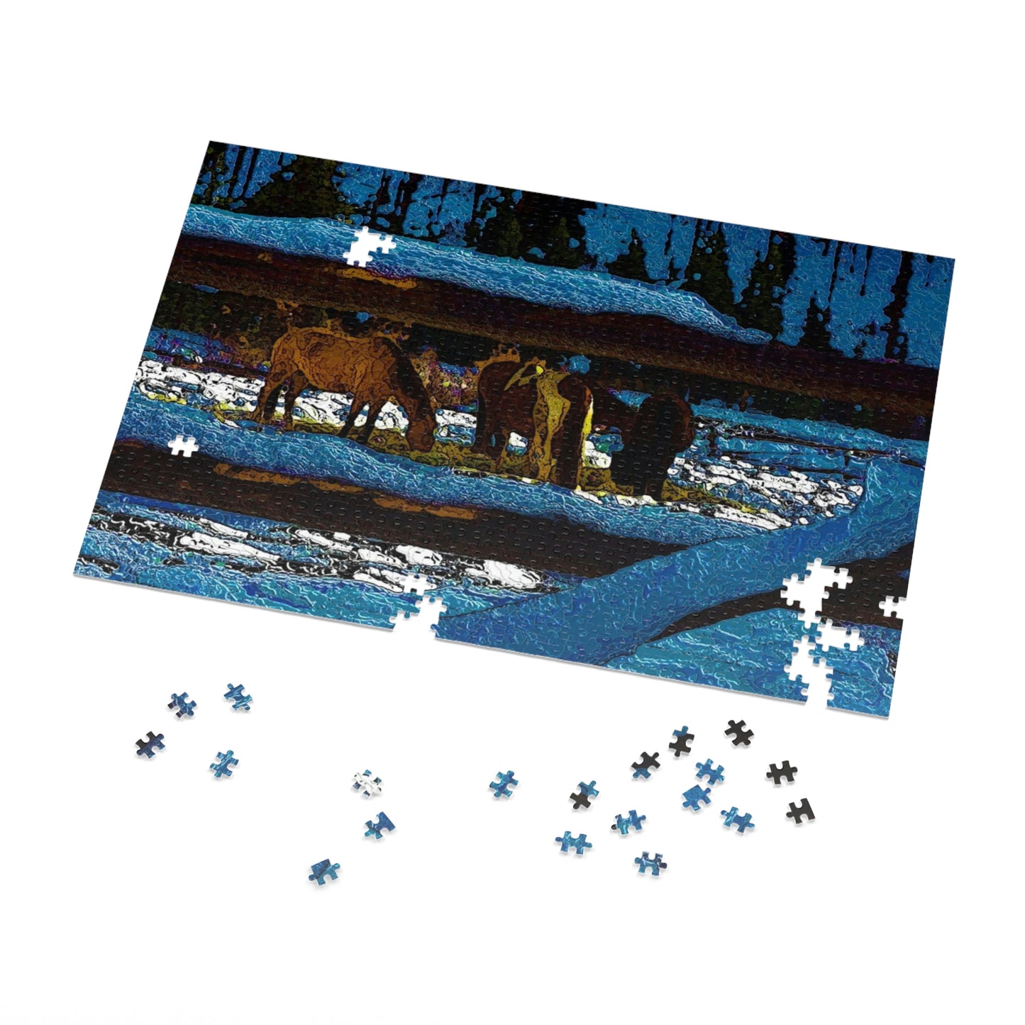 Jigsaw Puzzle (30, 110, 252, 500,1000-Piece) ... A Horse ... A Saddle ...  Foraging Through The Snow ...  An_Asses 'Cry' ... Central Idaho, November 2022 ...  Original Works ...