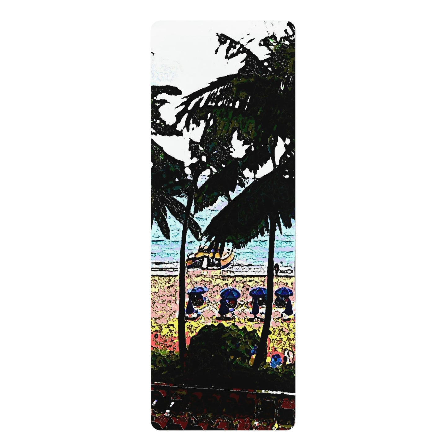 Rubber Yoga Mat ... "A Beautiful Beach Amongst The Palms" ... The Outrigger Waikiki, Honolulu, Oahu ... Original Works ...