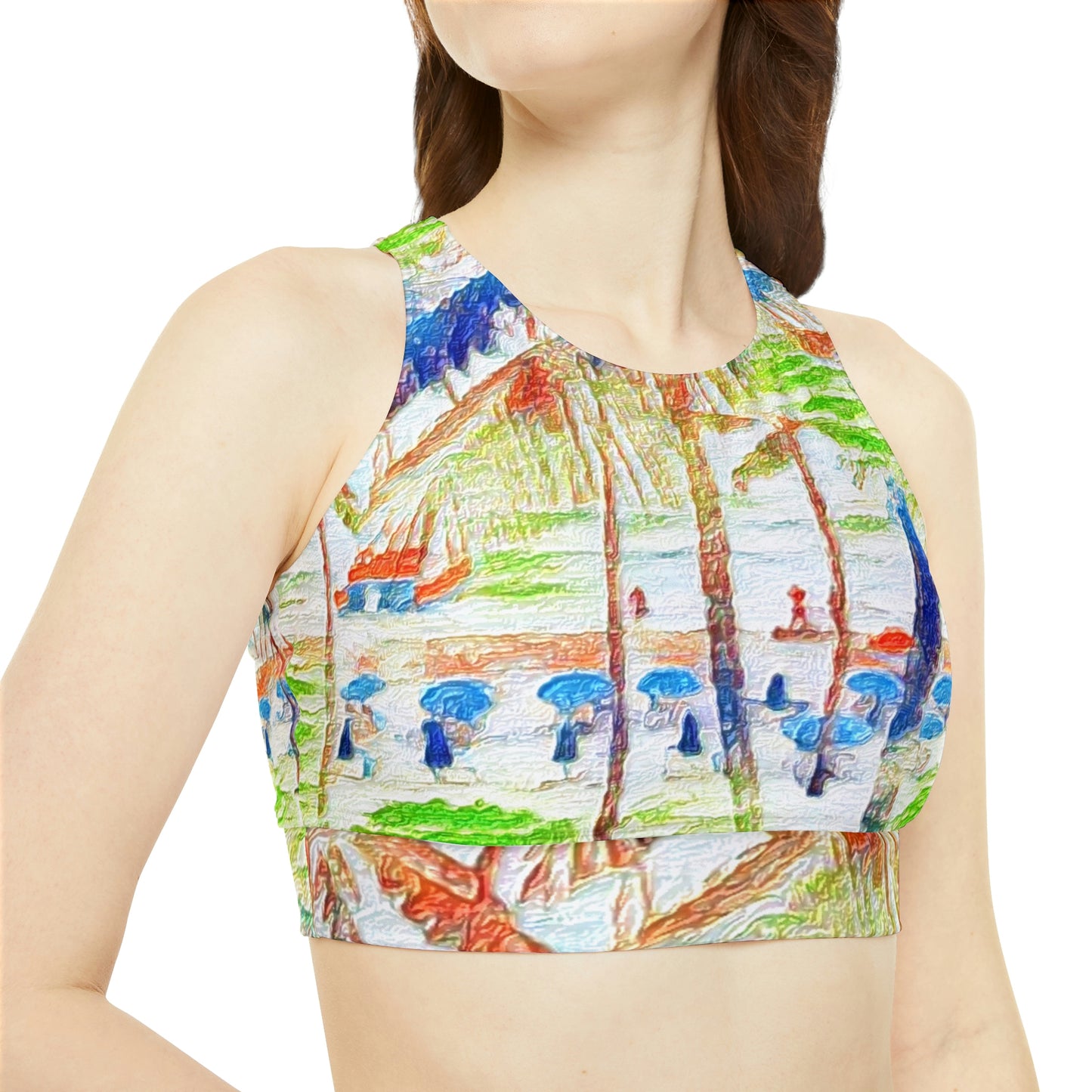 High Neck Crop Bikini Top (AOP) ... "The Royal Hawai'ian: Waikiki Beach_Beach" ... Honolulu, HI ... Ocotber 2014 (Halloween) ... Original Works ...