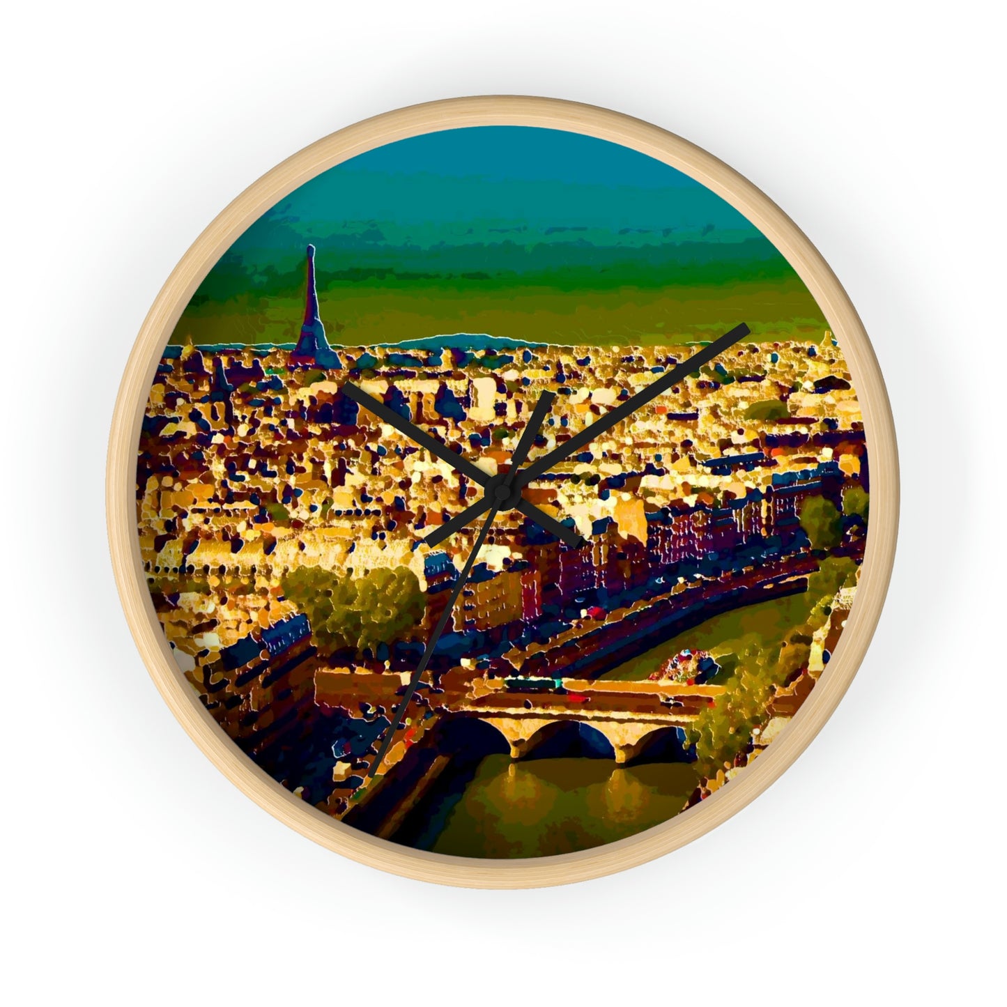 Wall clock ... Au Paris ... "Along The River Seine" ... Barbara Joan Bonnel-Holt: 1972 ... Original Works ...