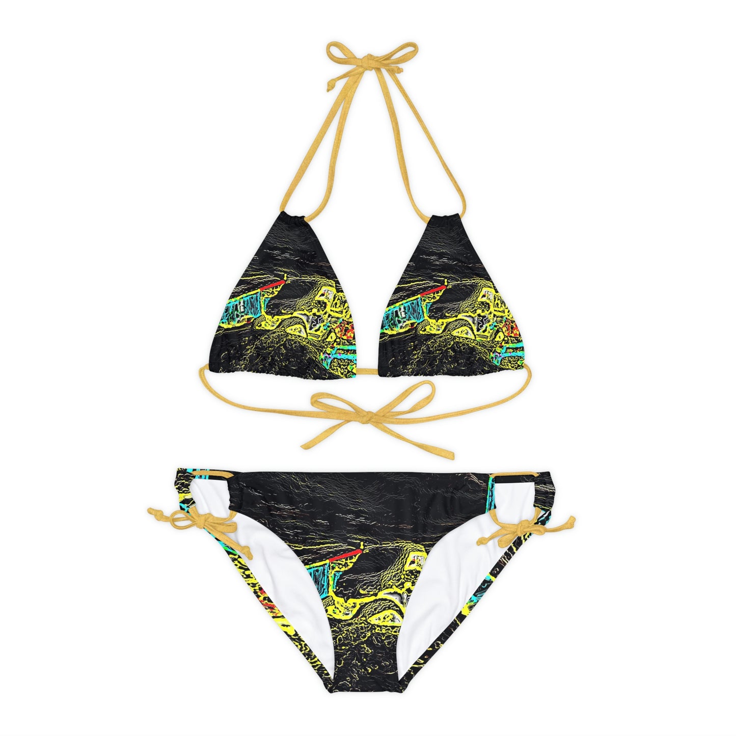 Strappy Bikini Set (AOP) ... "Snow Vehicle In Snow Storm At-Rest" ... Circa 12Mar23 ... Central Idaho ... 18-Hours Rendering Time: Original Works ...