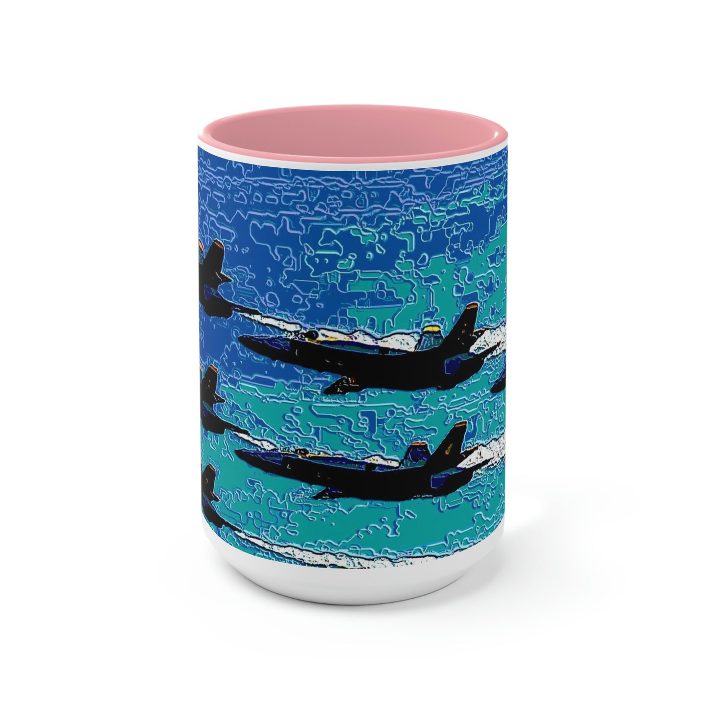 Two-Tone Coffee Mugs, 15oz ... Seattle Seafair ..."Blue Angels Run Over Lake Washington" ... Circa Mid 1980's ... Dr FJ Holt ... Original Works ...