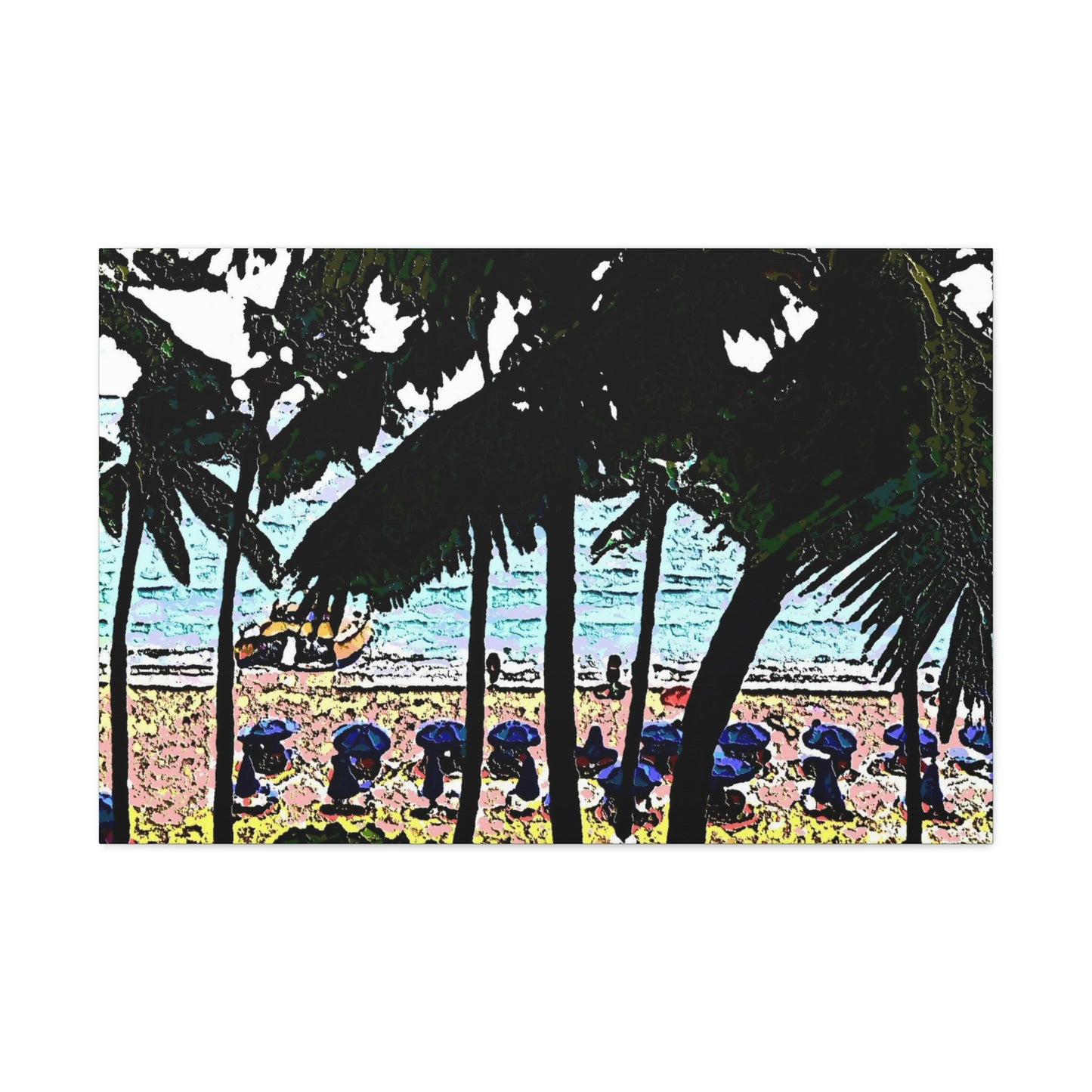 Satin Canvas, Stretched ... "A Beautiful Beach Amongst The Palms" ... The Outrigger Waikiki, Honolulu, Oahu ... Original Works ...