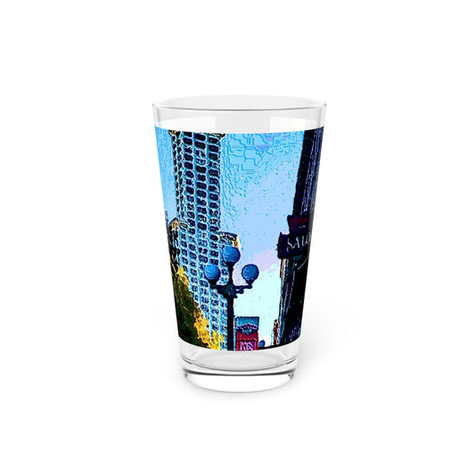 Pint Glass, 16oz ...  Pioneer Square & Smith Tower ... 'That World Famous View' ... Colleague Supplied Photo ... Original Works ...
