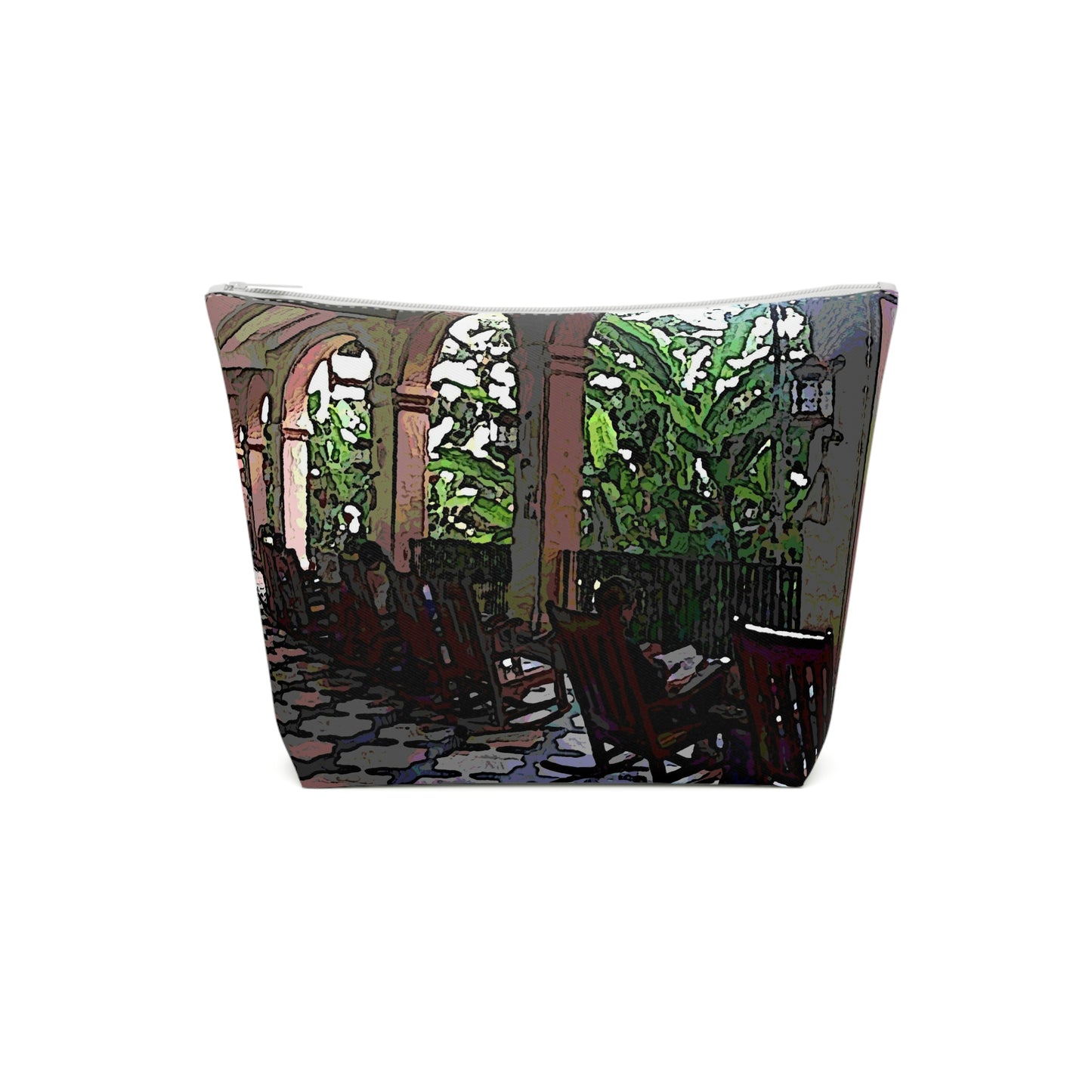 Cotton Cosmetic Bag ...  Lanai & Rocking Chairs At: 'The Pink Palace' ... The Royal Hawai'ian ... Honolulu, HI ... '27Oct2014' ... Original Works ...