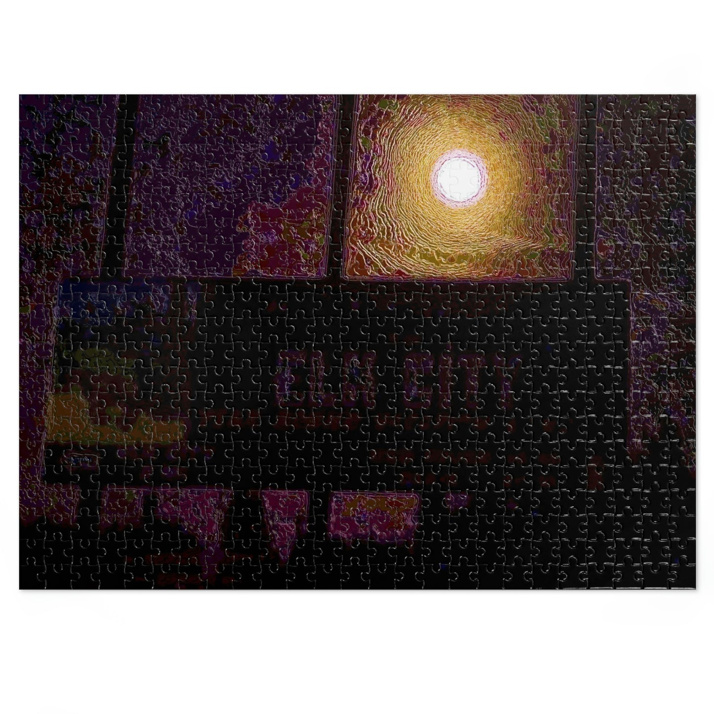Jigsaw Puzzle (30, 110, 252, 500,1000-Piece) ... Car Approaches From The Stern ... Moon Ascendary From The Bow ... "Two Friendly Travellers On A Cold Night Near Elk City" ... C