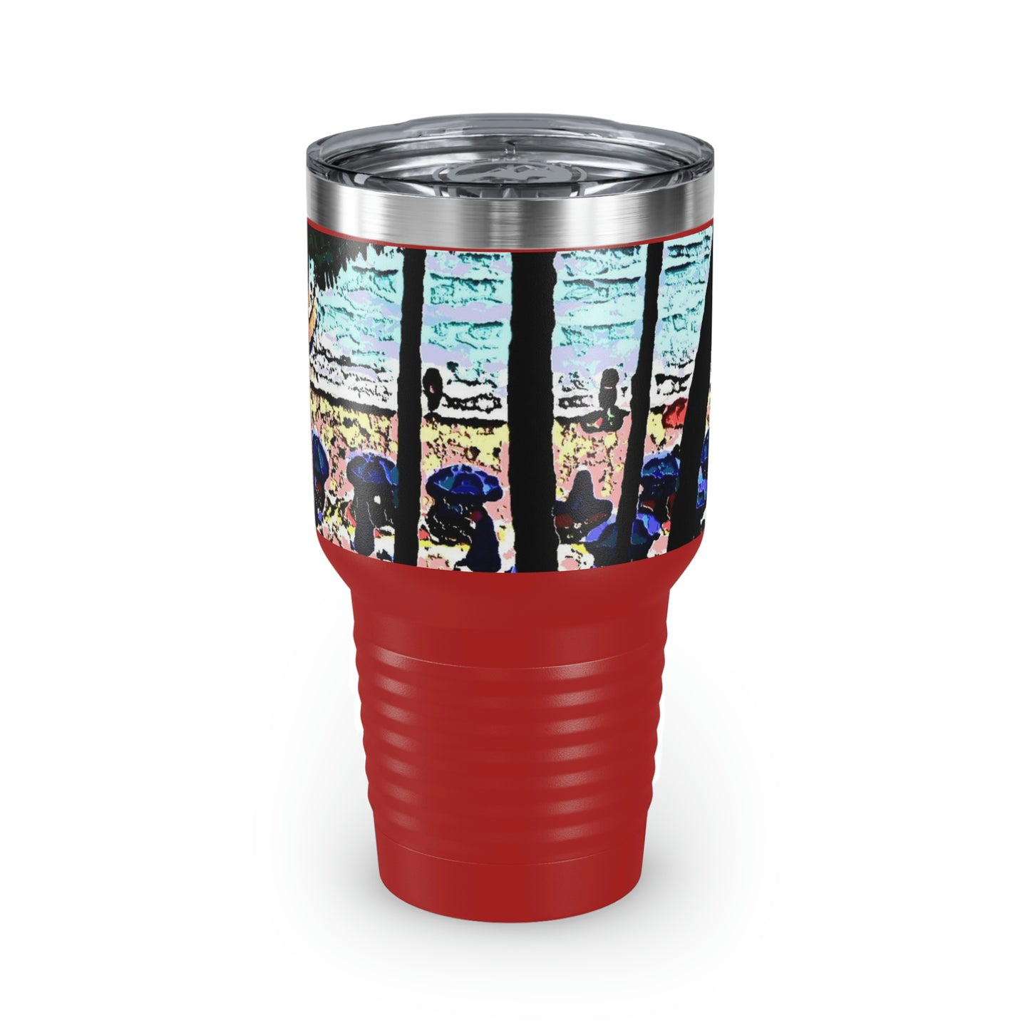 Ringneck Tumbler, 30oz ... "A Beautiful Beach Amongst The Palms" ... The Outrigger Waikiki, Honolulu, Oahu ... Original Works ...
