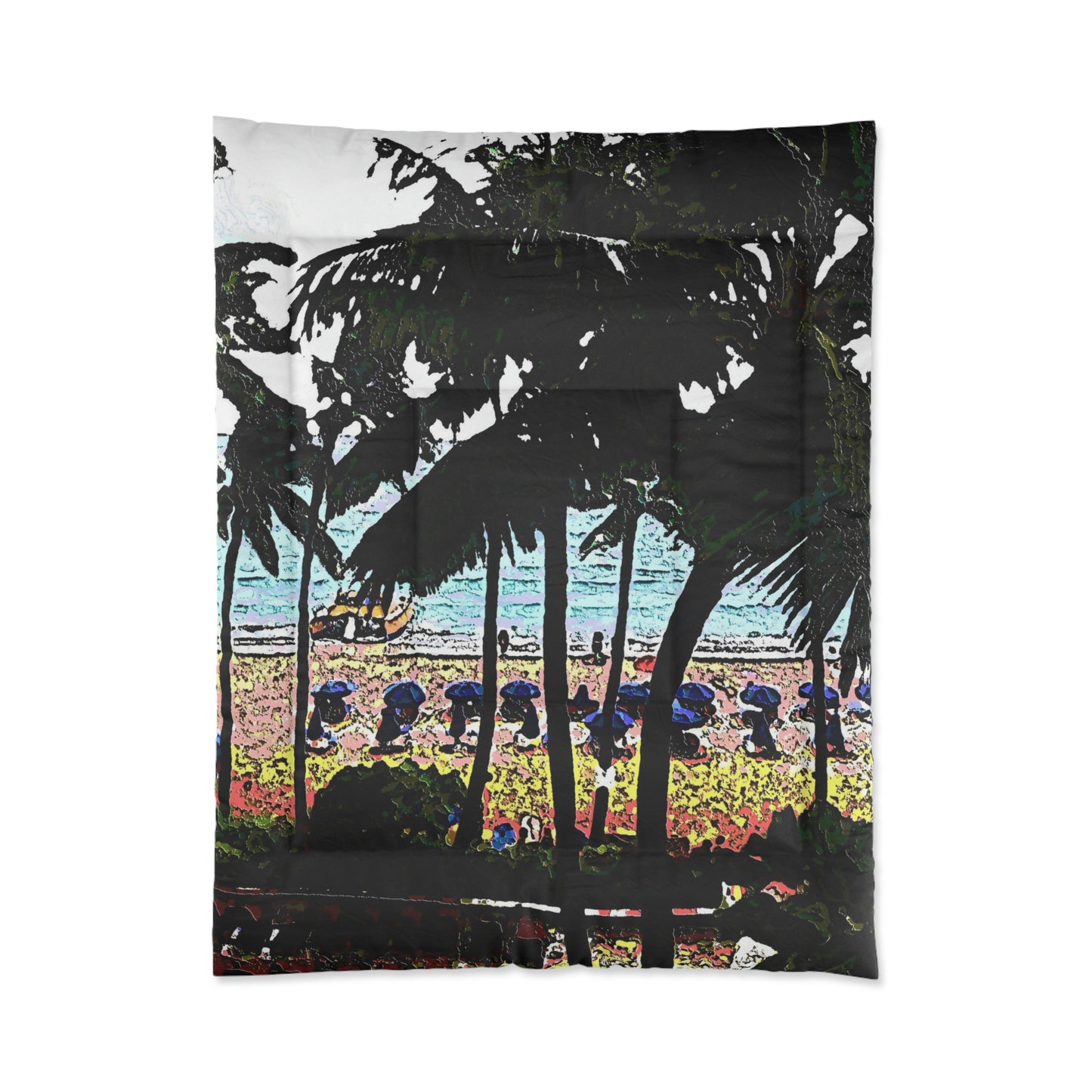 Comforter ... "A Beautiful Beach Amongst The Palms" ... The Outrigger Waikiki, Honolulu, Oahu ... Original Works ...