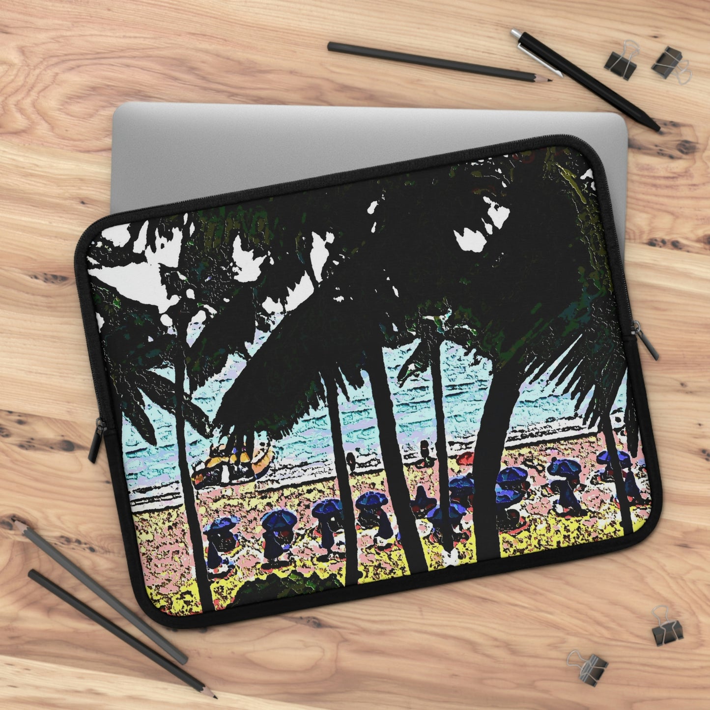Laptop Sleeve ... "A Beautiful Beach Amongst The Palms" ... The Outrigger Waikiki, Honolulu, Oahu ... Original Works ...