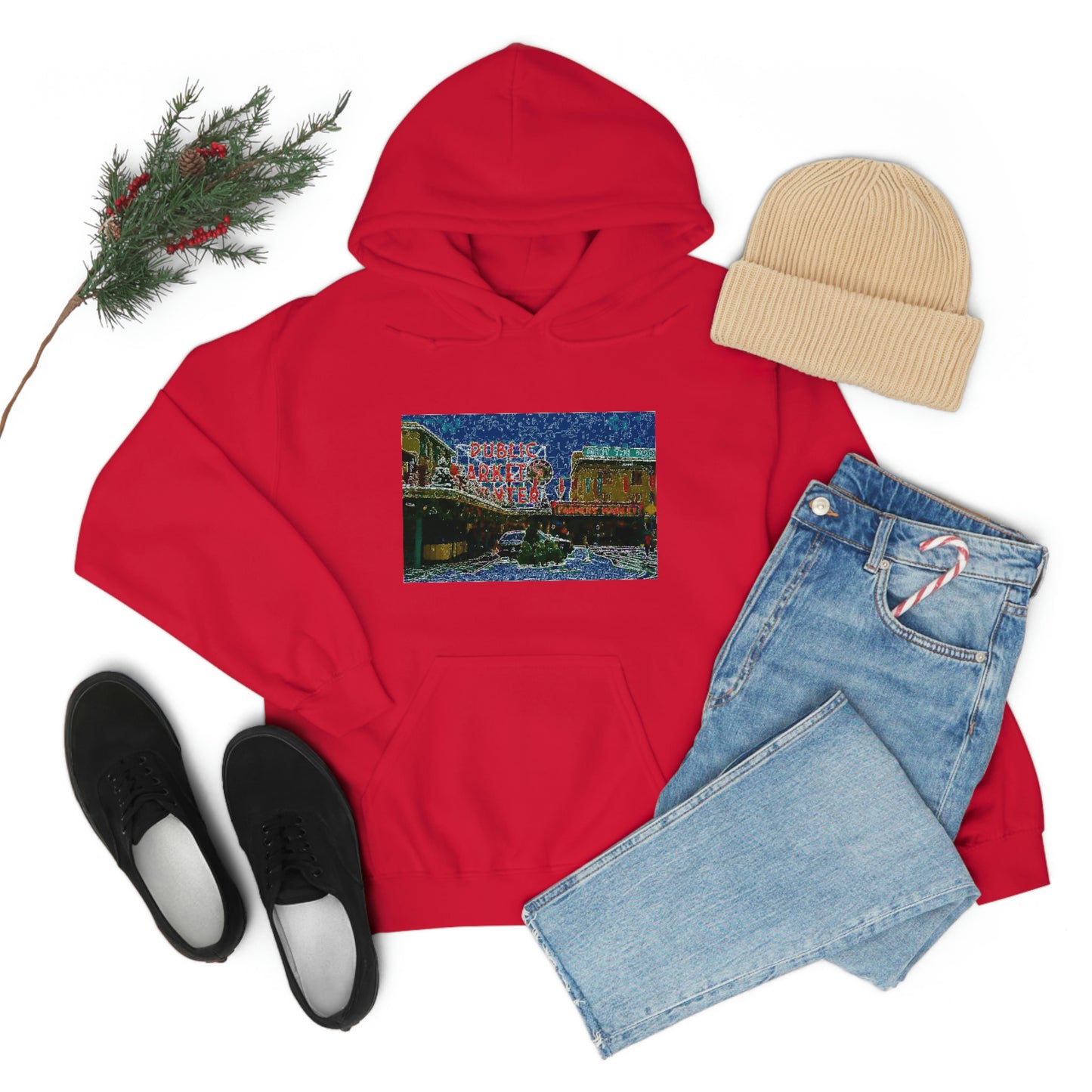 Unisex Heavy Blend™ Hooded Sweatshirt ... Pike Place Market: 'The Public Market', Seattle, Washington. Circa Fall 2013 ...
