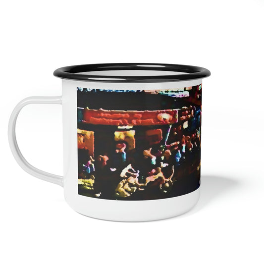 Enamel Camp Cup ...  "No.9 Fishermen's Grotto - Fishermen's Wharf, SF, California" ... Family Archives: 1970's ... Original Works ...