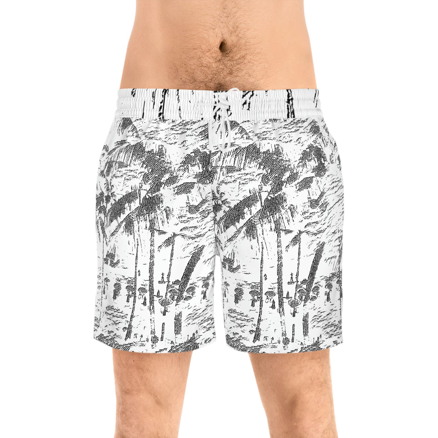 Men's Mid-Length Swim Shorts (AOP) ... "The Royal Hawai'ian: Waikiki Beach_Beach" ... Honolulu, HI ... October 2014 (Halloween) ... Original Works ...