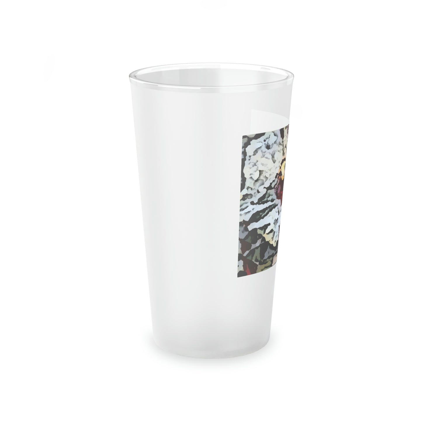 Frosted Pint Glass, 16oz ... "A Friendly Flower" ... Pointsettia 'Pointing' ... Original Works ... (Supplied Photograph) ...