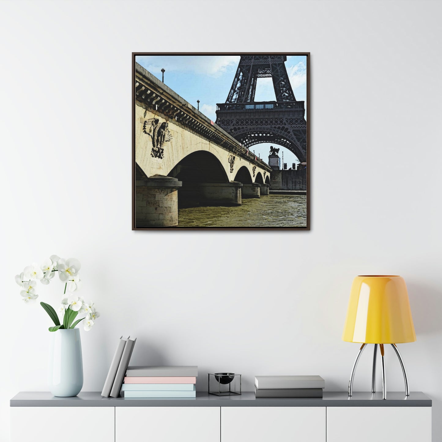 Gallery Canvas Wraps, Square Frame ...  Le Tour D'Eiffel ..."Along The Water" ... Barbara Joan Bonnell-Holt ... Le Voyage De Paris: 1972 ... Original Works ...