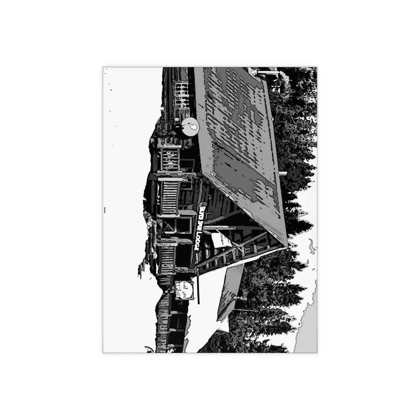 Ceramic Photo Tile ... A Beautiful Lodge & Back-Country Outfitter In A Mountain Town ... 'Dixie, Idaho, November 2022' ... Original Works ...