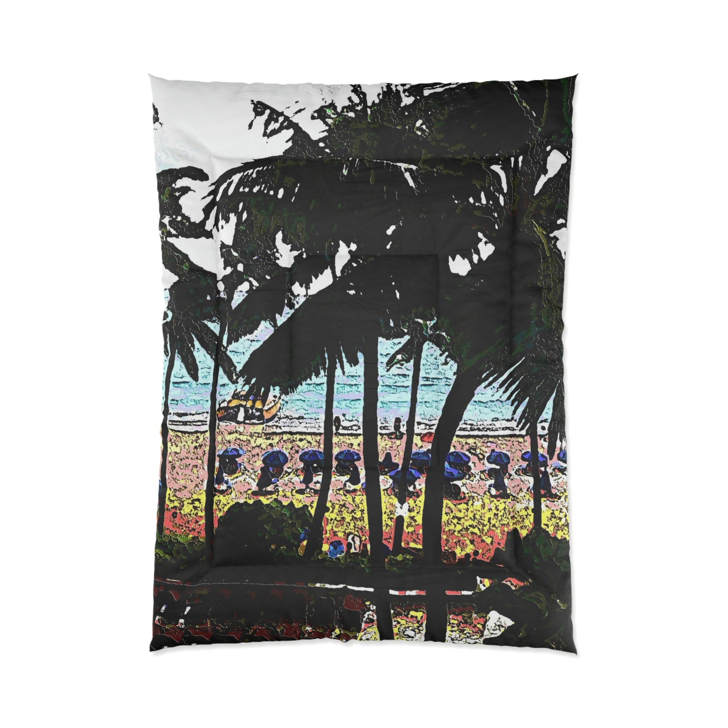 Comforter ... "A Beautiful Beach Amongst The Palms" ... The Outrigger Waikiki, Honolulu, Oahu ... Original Works ...